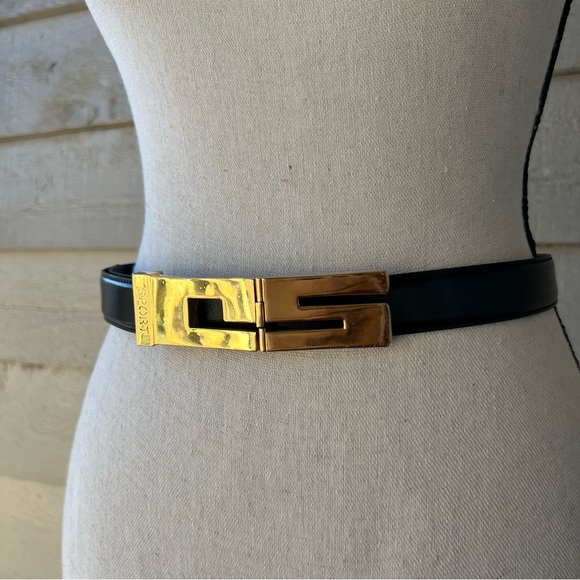 Vintage 80’s St. John Sport Leather Belt Gold Buckle Size 28 main image 5